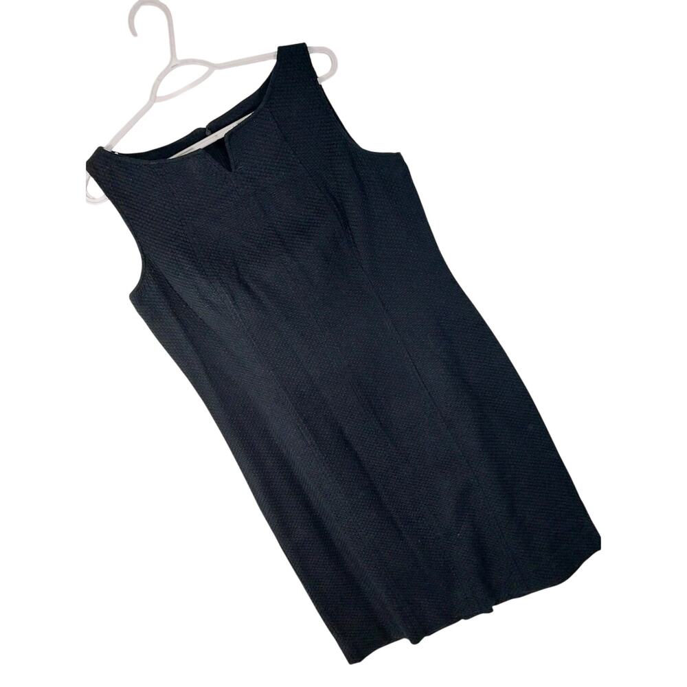 NWOT! TALBOTS! RICH BLACK FINE COTTON BLEND, LIGHTWEIGHT TEXTURED DRESS! 12